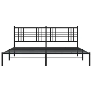 Berkfield Metal Bed Frame without Mattress with Headboard Black 200x200cm