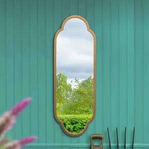 MirrorOutlet The Duplici Gold Metal Framed Double Arched Oval Garden Wall Mirror 102CM X 35.5CM