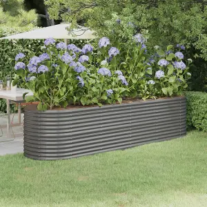 Berkfield Garden Planter Powder-coated Steel 296x80x68 cm Grey