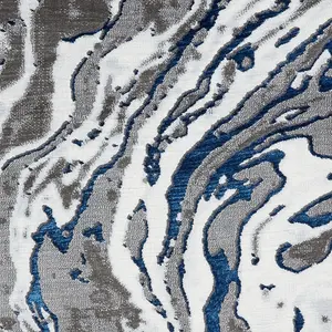 Grey Navy Abstract Modern Easy To Clean Rug For Dining Room-120cm X 170cm