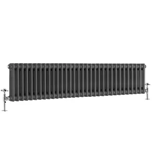 Right Radiators 300x1460 mm Horizontal Traditional 2 Column Cast Iron Style Radiator Anthracite