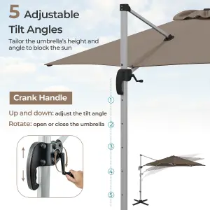 Costway 3M Round Patio Parasol Outdoor Adjustable Cantilever Umbrella w/ 360 Rotation