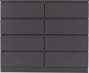 Malvern 8 Drawer Chest Grey Recessed Handles Metal Runners