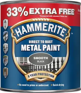 Hammerite SMOOTH Direct to Rust Metal Paint 1L Black