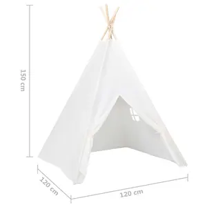 Berkfield Children Teepee Tent with Bag Peach Skin White 120x120x150 cm