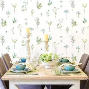 Galerie Evergreen Aqua Botanical Smooth Wallpaper