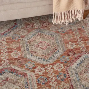 MultiColoured Traditional Bordered Geometric Easy To Clean Rug For Living Room Bedroom & Dining Room-160cm X 234cm