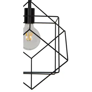 GoodHome Mavique Matt Black Pendant ceiling light, (Dia)220mm