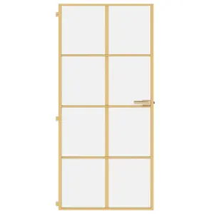 Berkfield Interior Door Slim Golden 93x201.5 cm Tempered Glass and Aluminium