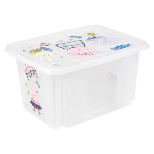 Keeeper Set of 2 Peppa Pig Turn Around Stackable Box 15 Litre with Lid - Natural Transparent