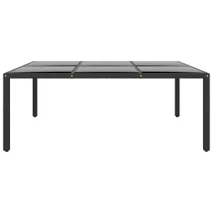 Berkfield Garden Table 200x150x75 cm Tempered Glass and Poly Rattan Black