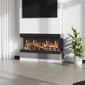 3-Sided Smart Fires Black Electric Fireplace Freestanding or Inset Fireplace, 50in