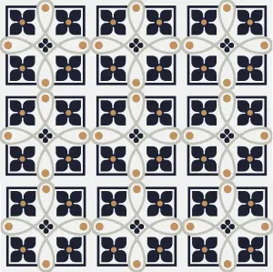 QuoteMyWall Quad Blue Floral Pattern Tile Stickers Peel & Stick Tile Decals For Kitchen & Bathroom (16 Pack)