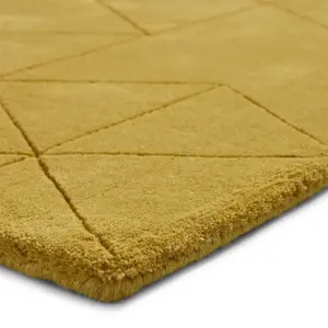 Kasbah KB2025 Geometric Wool Rugs in Ochre Yellow - 150x230cm