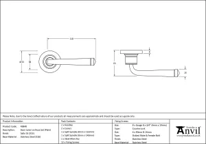 From The Anvil Satin Marine SS (316) Avon Round Lever on Rose Set (Plain)