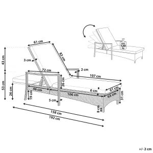 Sun Lounger with Cushion PE Rattan Brown VASTO
