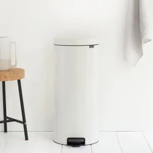 Brabantia NewIcon Standard White Metal Pedal Bin - 30L Freestanding