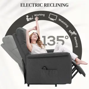 HOMCOM Power Lift Recliner Electric Reclining Chair with Remote Dark Grey