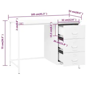 Berkfield Industrial Desk with Drawers White 105x52x75 cm Steel