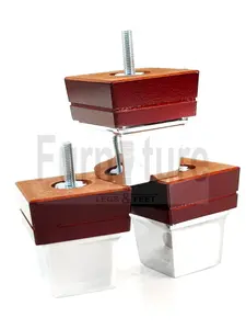 4 Square Chrome Slipper Cup Metal Bottom Legs 75mm High Modern Mahogany Furniture Feet M8 Couch Chairs Sofa Footstool Bed CWC700