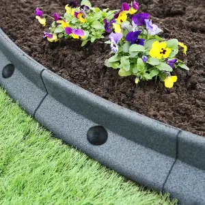 Flexible Lawn Edging Garden Border Grass Pathways Plot Flowerbed Raised Borders Rubber Artificial Grass Grey Pack of 6x1.2m