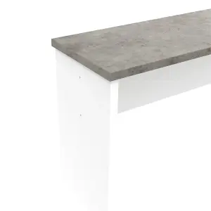 Dining Table with 2 benches Dining Table Set for Kitchen, Dining Room, Small Space Artificial Marble (Grey and White)