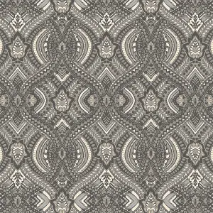 Hoopla Walls Black Ogee Damask Smooth Matt Wallpaper