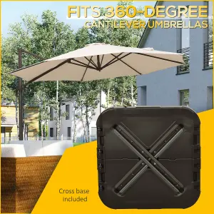 Outsunny Fillable Cantilever Parasol Base Weights with Steel Cross Base & Wheels