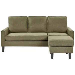 3 Seater Fabric Sofa with Ottoman Green AVESTA