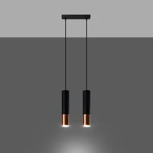 Loopez Steel Black/Copper 2 Light Classic Pendant Ceiling Light