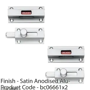 2 PACK - Aluminium Toilet Sliding Lock Bolt & Occupancy Indicator - Bathroom WC Door