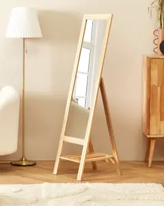 Standing Mirror with Shelf LUISANT Wood Light Wood