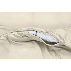 Harmonia Polyester Solid Colour Duvet Cover Set with Pillowcases Cream/Black / Single Duvet Cover + 1 Standard Pillowcase