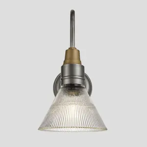 Industville Swan Neck Glass Funnel Wall Light, 7 Inch, Pewter