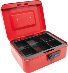 3-Digit Combination Home Office Cash Document Safe Box with Coin Tray- Red