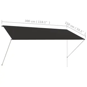 Berkfield Retractable Awning 300x150 cm Anthracite