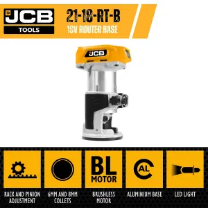 JCB 18RT-B 18V Cordless Brushless Laminate Router Trimmer Base - Bare Tool