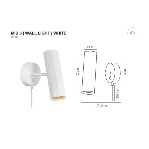 Nordlux DFTP Mib 6 Tiltable Indoor Living Bedroom Metal Wall Light in White (Diam) 10cm