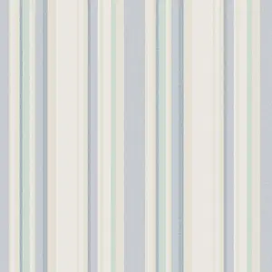 Galerie Country Cottage Blue Green Beige Multi Stripe Smooth Wallpaper