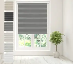 Caecus Blinds Day & Night Zebra Roller Blind DARK GREY 50cm  x 160cm