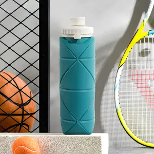 Green Collapsible 600ml Silicone Water Bottle