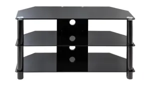 Essentials TV-Stand with 3 Shelves Black Glass ESS1000/3-BLK