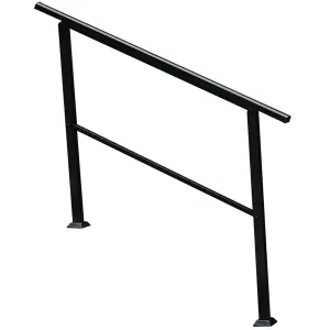 Outdoor Adjustable Black Steel Handrail 1-4 Steps Garden Stairs Safety Grab Rail