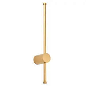 Modern and Sleek Stick Style Ambient LED Wall Light Fitting in Plated Brush Gold