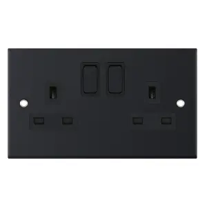 Selectric DSL11-22 Switch Socket Outlet 13A Double / 2 Gang (Matt Black)