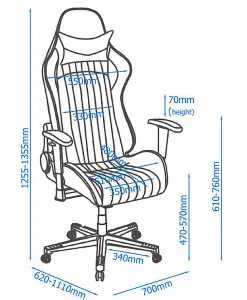 Senna Office Chair with Wheels in Black / White