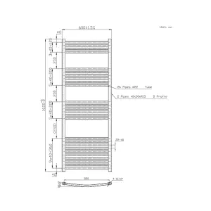 Rinse Bathrooms Electric Heated Towel Rail Curved Black Bathroom Towel Radiator 1600x600mm - 800W