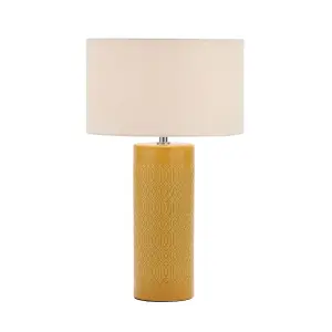 Inlight Dactyl Embossed ceramic Cylinder Ochre Table light