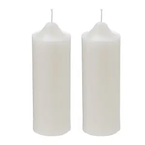 White 2Pcs Unscented Pillar Candles Set