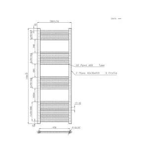 Rinse Modern Bathroom Heated Towel Rail Ladder Radiator 1400x500mm Straight for Bathroom Kitchen Anthracite